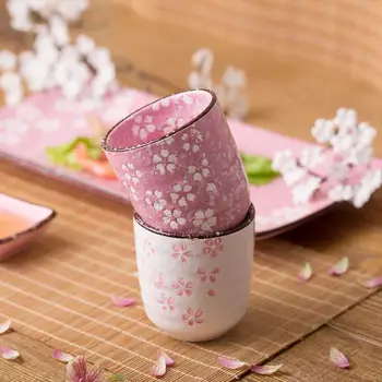 Sakura Vzor Keramická Šálka Čaju, Kávy Hrnček Víno Kalíšok Vody s Džús Mlieko s Kaviareň Prenosné Drinkware Japonskom Štýle