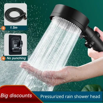 Sprcha Hlavu Vody vysokotlakový Sprcha Jedno-tlačidlo Stop Vody Masáž Eco Sprcha kúpeľňové Doplnky Ukladanie Black 5 Režime Nastaviteľné