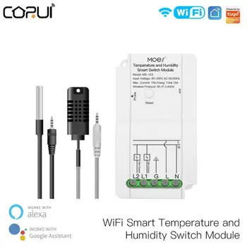 Tuya WiFi Smart Teplota Vlhkosť Switch Modul Snímača Dual Relé Výstup Bezdrôtový Ovládač Pre Prácu S Tuya Alexa Domovská Stránka Google
