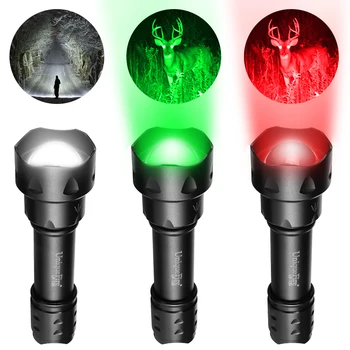 UniqueFire T20 XRE LED Lov Baterka Zelená Biela Červená Svetlo 3 Režimy Zoomovateľnom Lampy Baterky pre Coyote Prasa Predator Lov