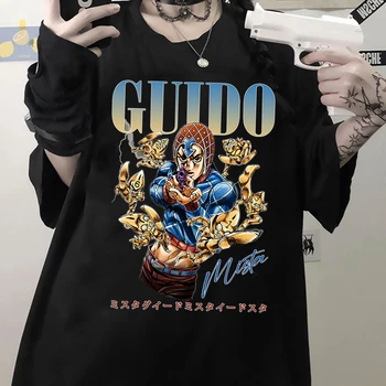 V pohode Anime radu jojo Bizarné Dobrodružstvo Zlaté Vietor Guido Mista T-shirts Ženy Cartoon Oblečenia Hip Hop Letné Topy Unisex Grafické Tees