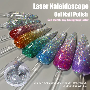 Vendeeni 10g Laser Glitter Gel lak na Nechty Super Lesklé UV Soak Off Gél Lak Môže Zápasu Základnej Farby Nail Art Gel Lak