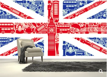 Vlastné deti tapetu,Vlajka Anglicka zo symbolov Londýna,3D animovaný nástenná maľba na obývacia izba, detská izba park tapety
