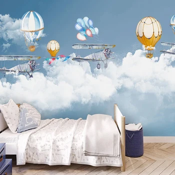 Vlastné Foto 3D animovaný nástenná maľba Tapety Pre Deti Izba teplovzdušný Balón Plagát Deti Miestnosti Chlapec Dievča Stenu Spálne Abstraktných De Parede