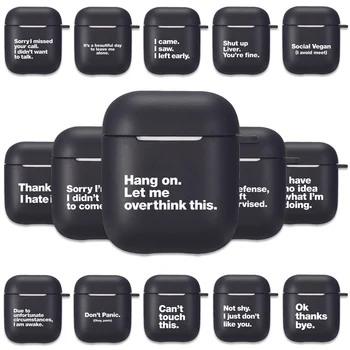 Vtipné Citáty Čierne Silikónové puzdro pre Apple Airpods 1 2 Prípadoch Jednoduchý Text Písmená Mäkké Airpods Slúchadlá Kryt Ochranného puzdra