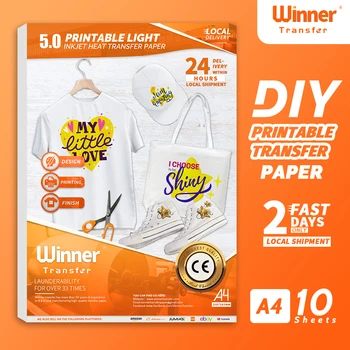WinnerTransfer Výrobca Atramentové Tepla, prenášací Papier pre T Shirt Textílie, Papier pre Tlač na Ľahké oblečenie A4 10 Listov