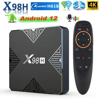 X98H IP Smart Android 12.0 Tv Box Allwinner H618 3D 4K BT5.0 Wifi 2.4 G&5.8 G Set-Top Box, 4 GB 32 GB Multi-Jazyk Media Player NOVÉ