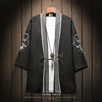 Čínsky Štýl, Vyšívané Muž Kimono Samuraj Kostýmy Retro Harajuku Kimono Cardigan Japonský Yukata Haori Plus Veľkosť Bundy