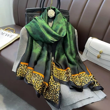 Ženy Hodváb Zime Šál Luxusný Dizajn Tlače Lady Pláži Šatkou Šatky Módna Hladká Foulard Žena Hidžáb