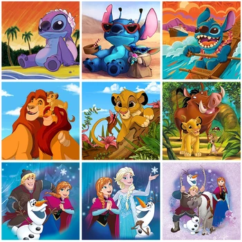 Disney Lion King Diamond Maľovanie 5D Cartoon Lilo Steh Diamond Výšivky Cross Stitch Nastaviť detského Domova Darček