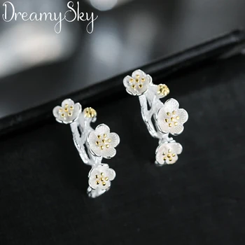 DreamySky 100% Reálne Strieborná Farba Veľké Kvetinové Šperky Pre Ženy Módy Šperky Pendientes