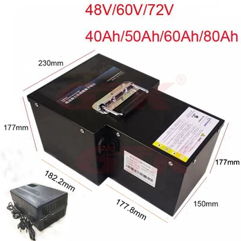 GTK typu T 48v 60v 72v 40ah 50ah 60ah 80ah lítium-iónová batéria s bms pre 48v 60v 72v elektrický skúter e-bike+5A nabíjačky