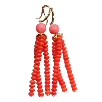 GuaiGuai Šperky, Orange, Pink Coral Náušnice CZ Pripraviť Páky Späť Visieť Handmade Náušnice Pre Ženy