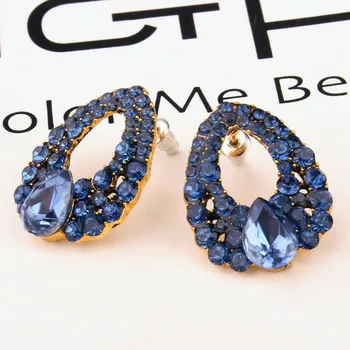 Luxusné vintage Blue Crystal Oválne Stud Náušnice Pre Ženy je Prírodný Kameň Módne Veľké Náušnice, Piercing Šperkov Bijoux