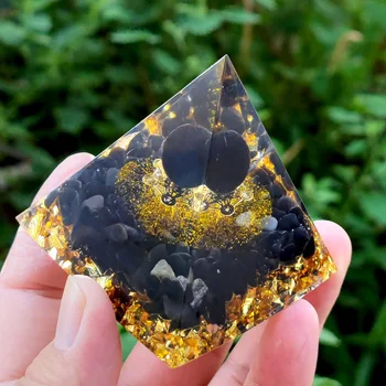 Orgone Pyramídy Crystal Sfére & Obsidian Quartz 60 MM Reiki Energie, Liečenie Čakier Meditácie Orgonite Pyramídy Živice šperky
