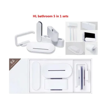 Originál HL kúpeľňa 5 in1 držiaky na Mydlo, Zubnú Háčik Úložný Box a Držiaka Telefónu pre Kúpeľňa so Sprchou Izba Nástroj