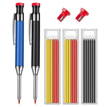 Pevné Tesár Ceruzka Súbor S 18 Náplň Vedie Vstavané Sharpener Označenie Nástroje Drevoobrábacích Hlboké Diery Mechanické Ceruzky